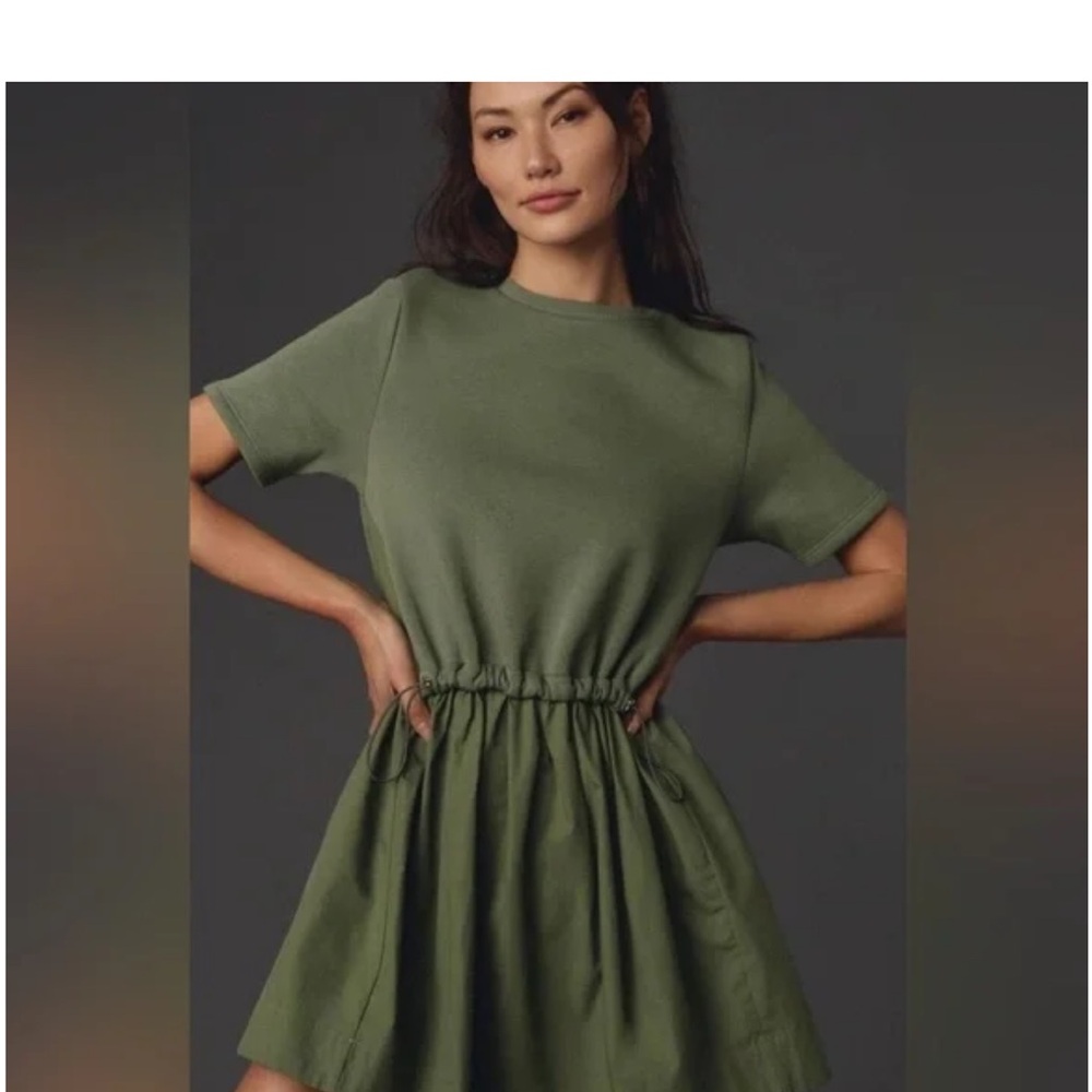 Anthropologie Olive Green Mini Dress - Picture 2 of 5